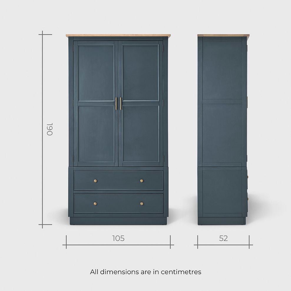 Richmond Smoked Oak Finish and Ink Blue Painted Hardwood Large Larder 20