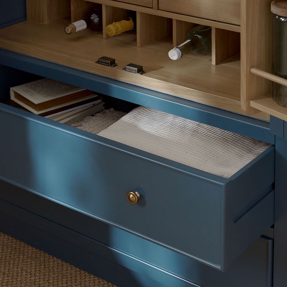 Richmond Smoked Oak Finish and Ink Blue Painted Hardwood Large Larder 2