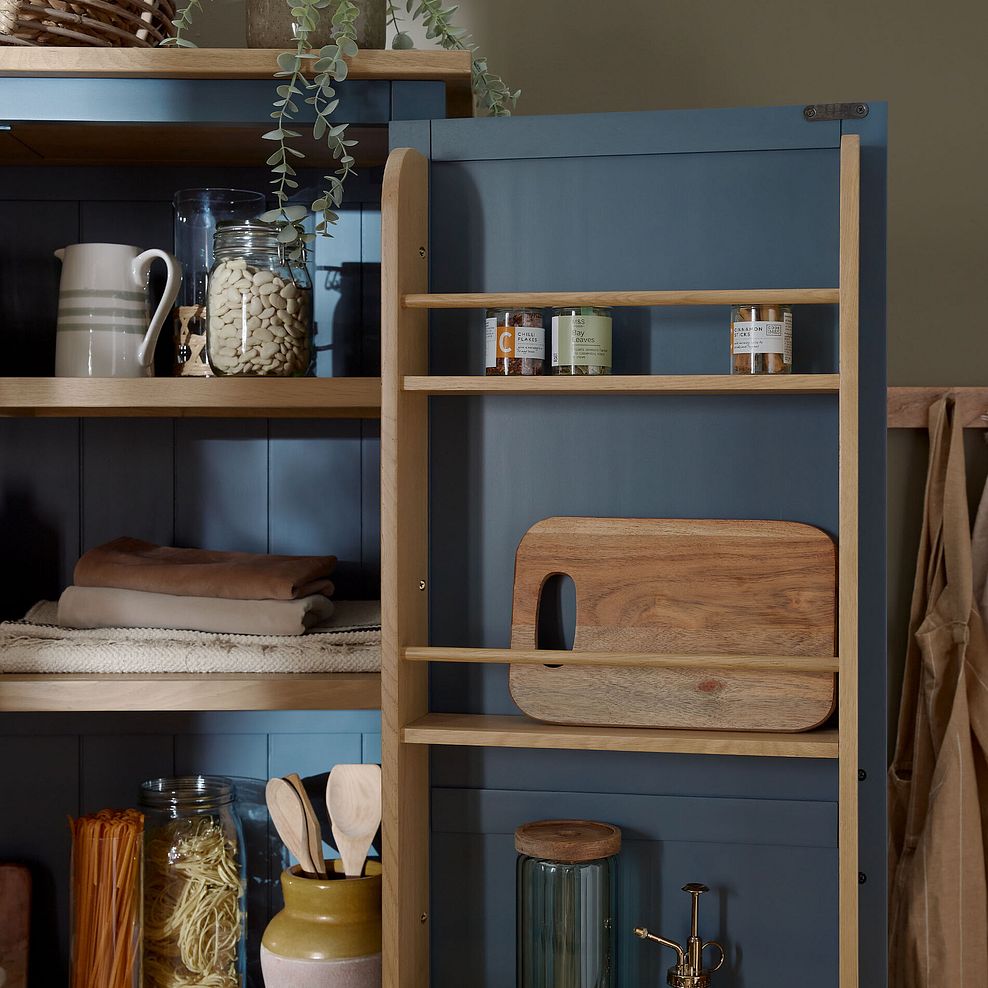 Richmond Smoked Oak Finish and Ink Blue Painted Hardwood Large Larder 4