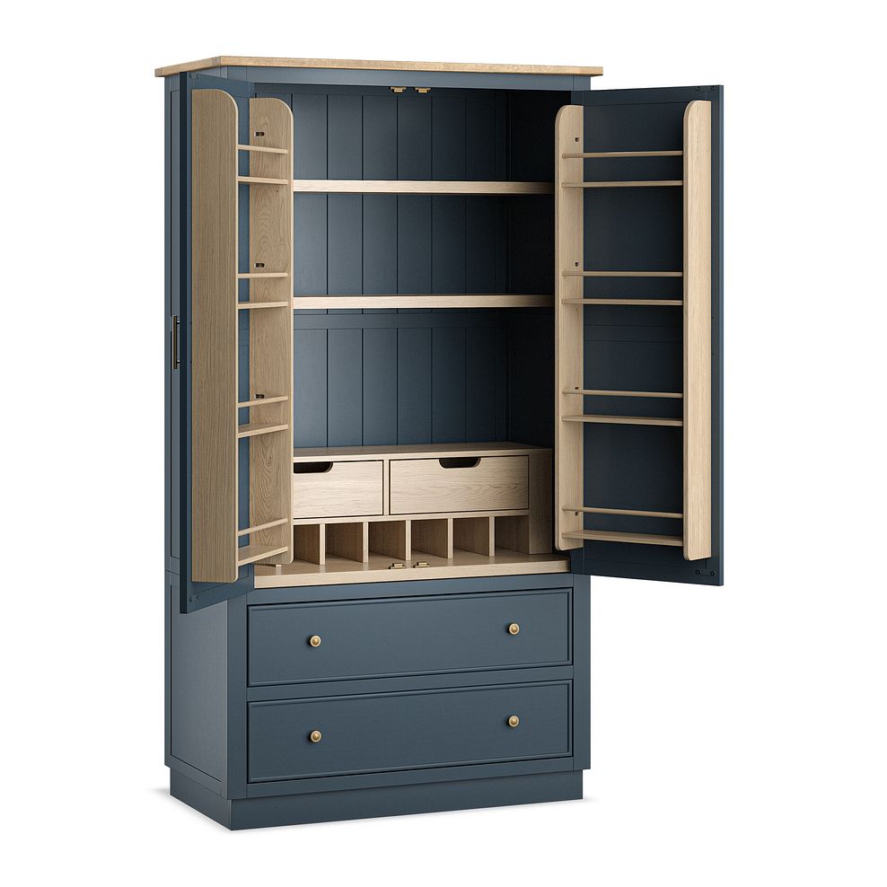Richmond Smoked Oak Finish and Ink Blue Painted Hardwood Large Larder 7