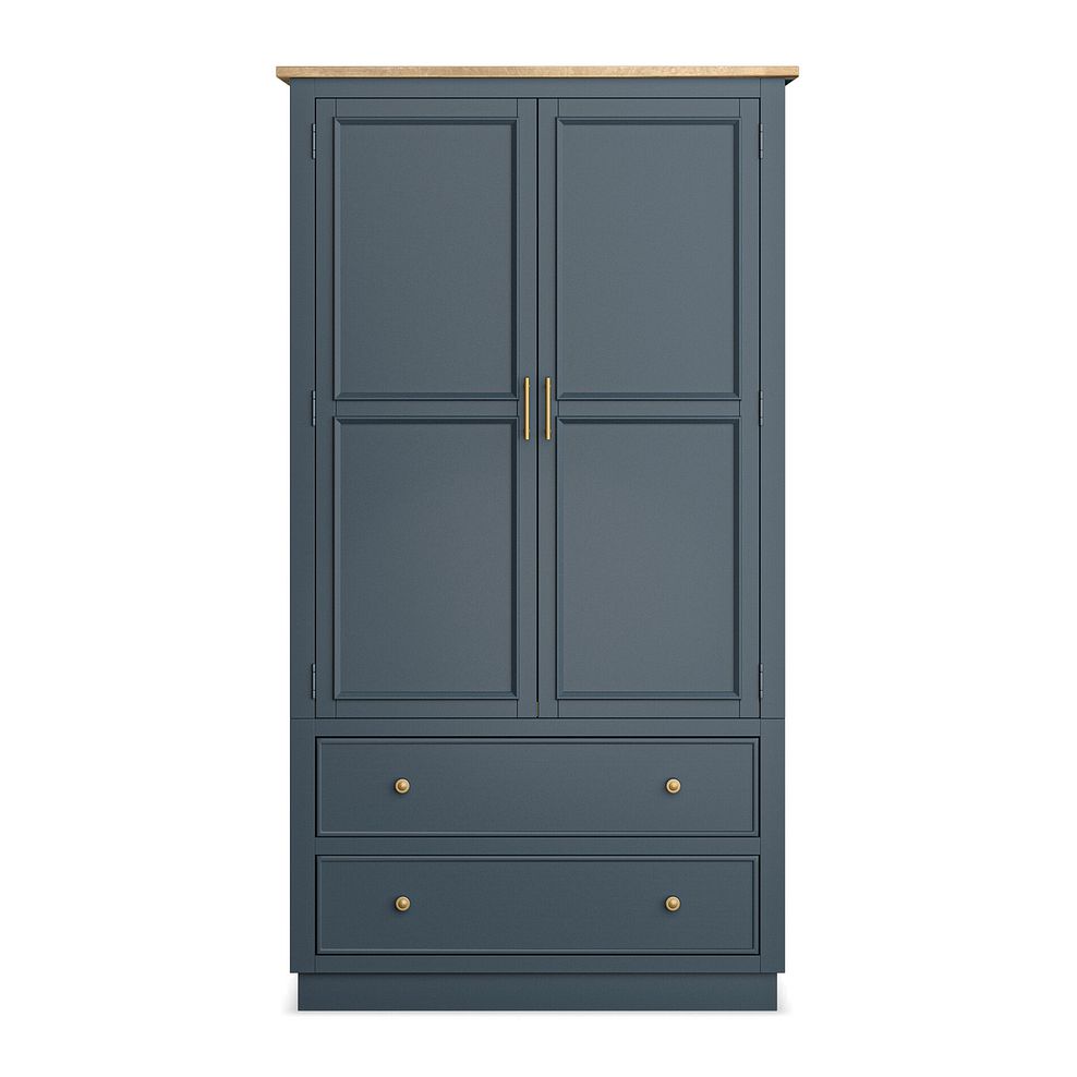 Richmond Smoked Oak Finish and Ink Blue Painted Hardwood Large Larder 8