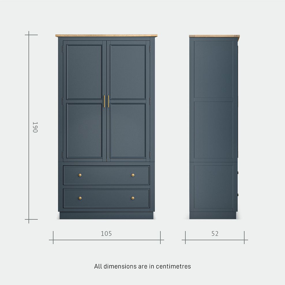 Richmond Smoked Oak Finish and Ink Blue Painted Hardwood Large Larder 15