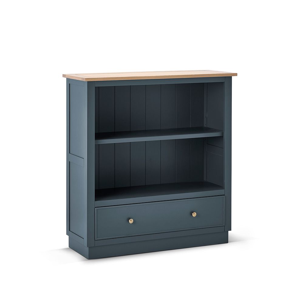 Richmond Smoked Oak Finish and Ink Blue Painted Hardwood Small Bookcase 3