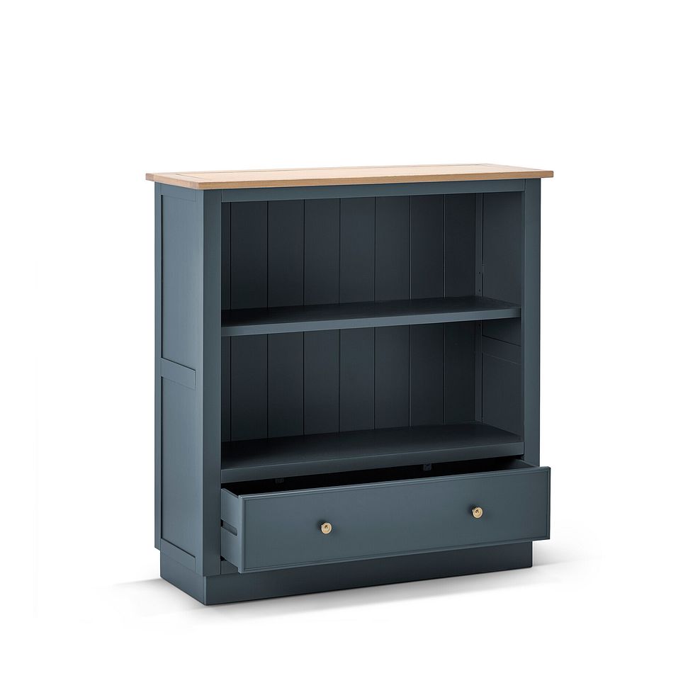 Richmond Smoked Oak Finish and Ink Blue Painted Hardwood Small Bookcase 4