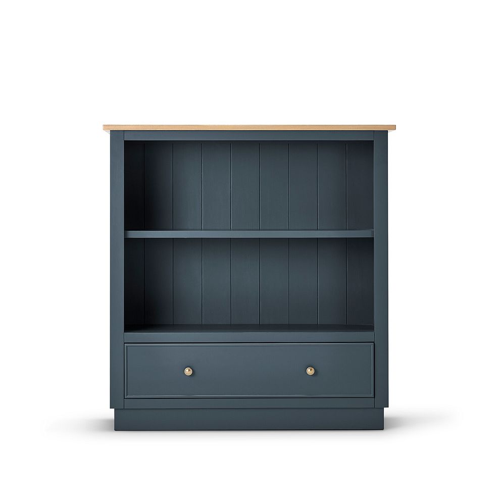 Richmond Smoked Oak Finish and Ink Blue Painted Hardwood Small Bookcase 7