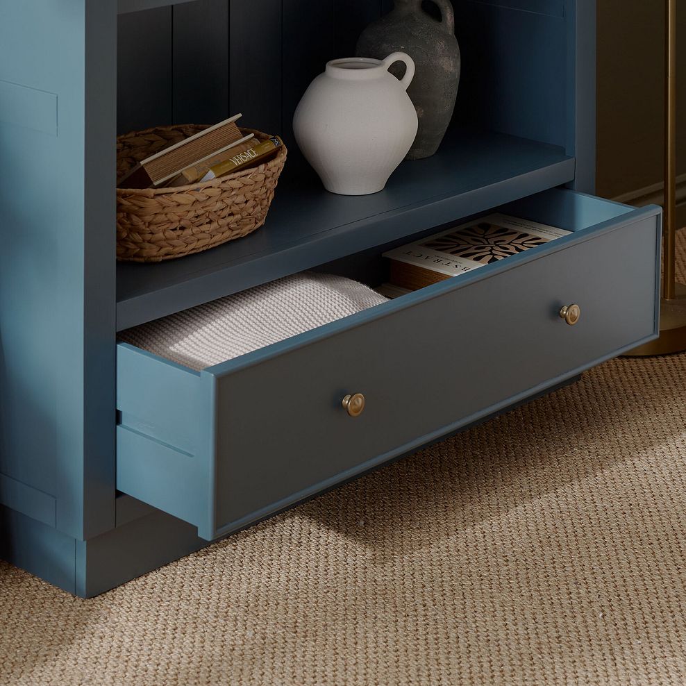 Richmond Smoked Oak Finish and Ink Blue Painted Hardwood Small Bookcase 2