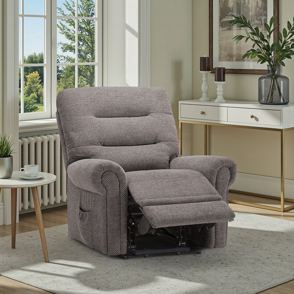 Eastbourne Riser Recliner Armchair in Andaz Charcoal Fabric 1