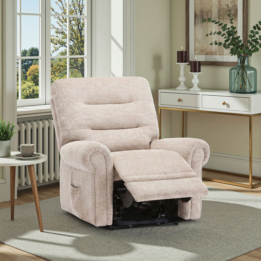 Eastbourne Riser Recliner Armchair in Dorset Beige Fabric 1