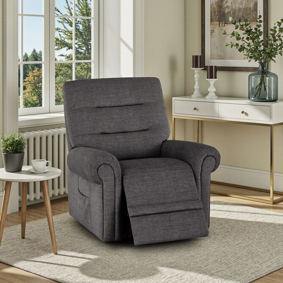 Eastbourne Riser Recliner Armchair - Plush Charcoal Fabric 1