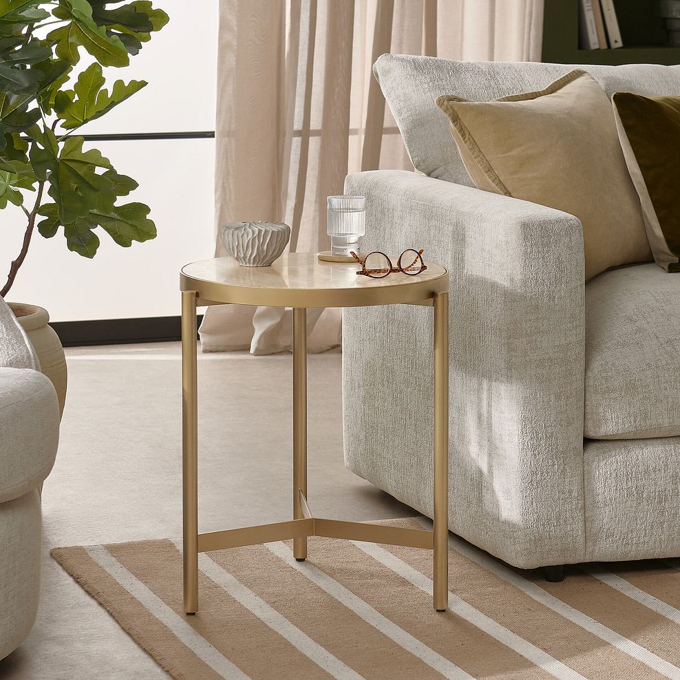 Roma Travertine Top Side Table 1