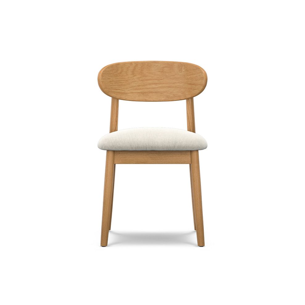 Romsey Natural Extending Dining Table and 6 Modern Natural Oak Chair with Verona Cream Fabric 4