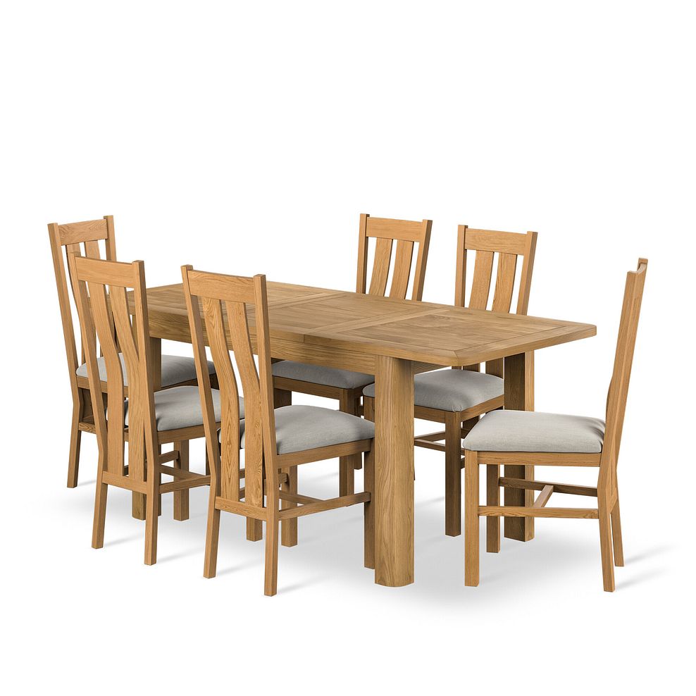 Romsey Natural Oak Extending Dining Table And 6 Arched Backs In Verona Cream  1