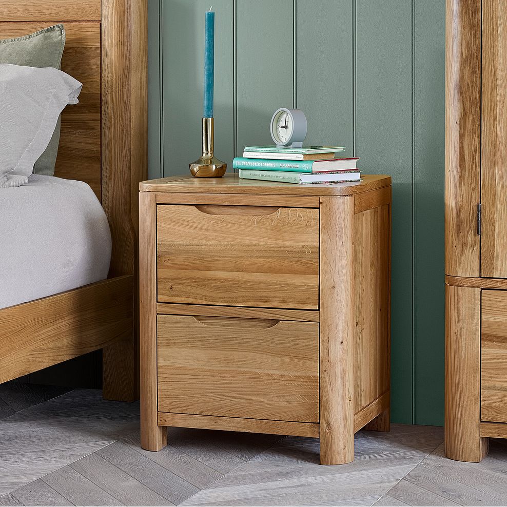 Romsey Natural Solid Oak 2 Drawer Bedside  1