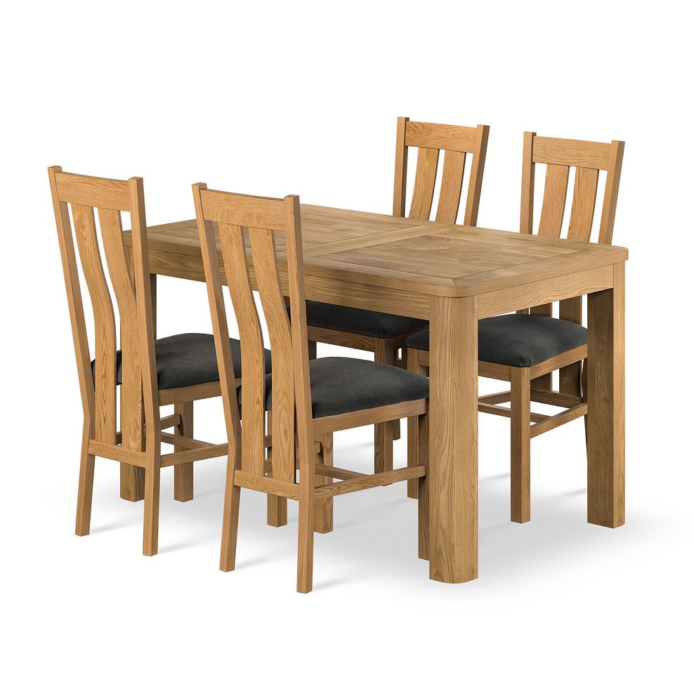 Romsey Natural Solid Oak 4ft 3 Extending Dining Table + 4 Arched Back Natural Solid Oak Chair with Verona Chocolate Fabric Seat 1