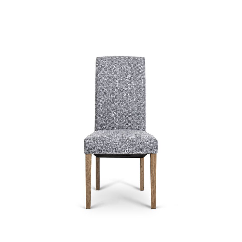 Romsey Natural Solid Oak 4ft 3 Extending Dining Table + 6 Scroll Back Chair in Conway Grey Fabric with Solid Oak Legs 5