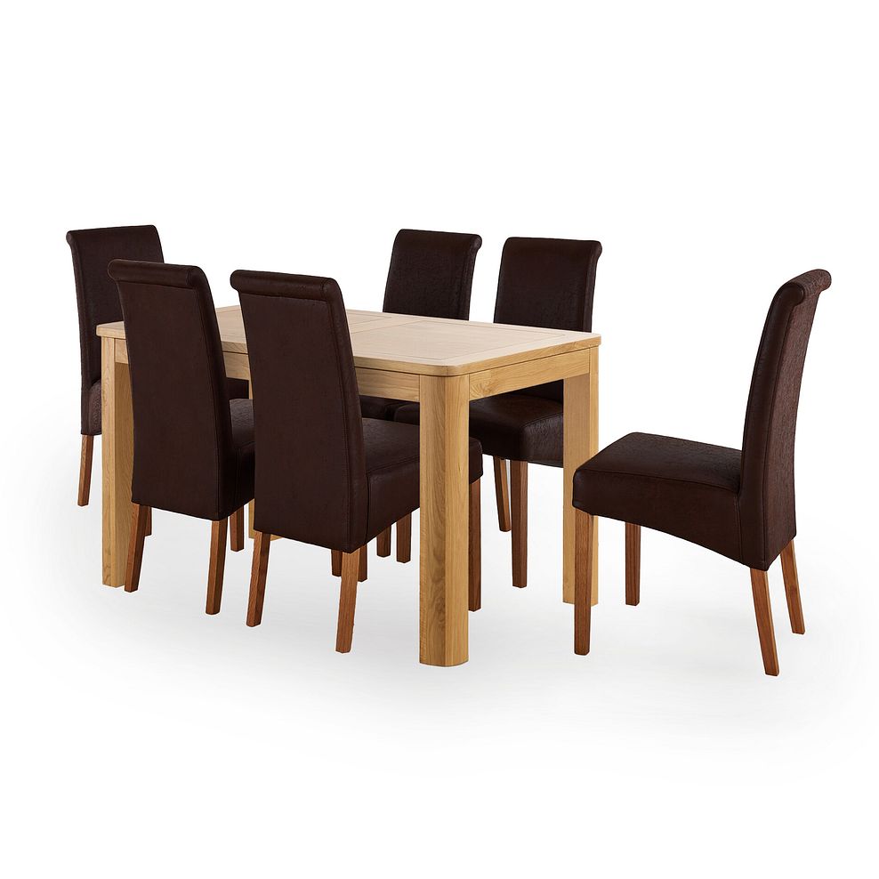 Romsey Dining Set Extending table & 6 brown fabric chairs