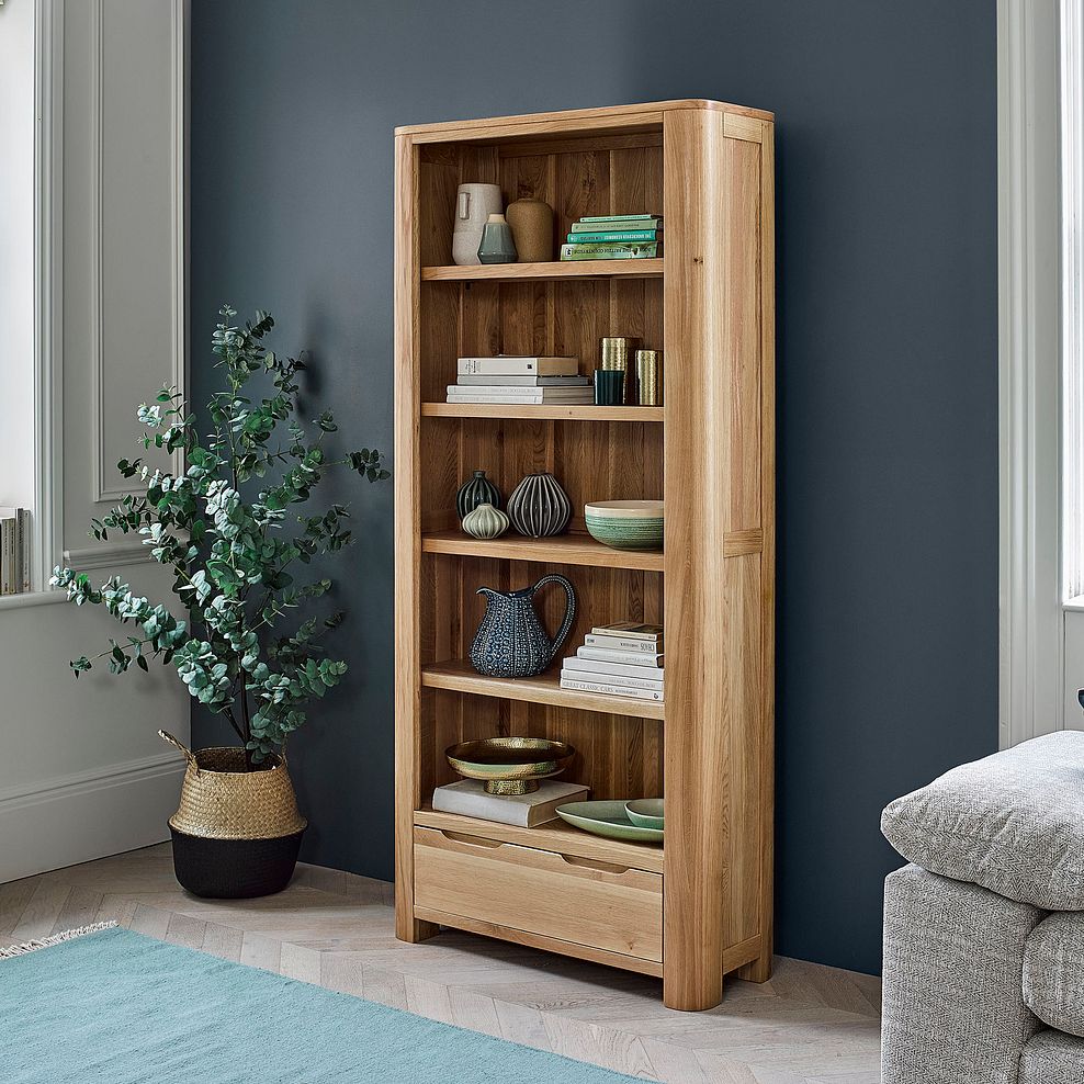 Romsey Natural Solid Oak Tall Bookcase 1