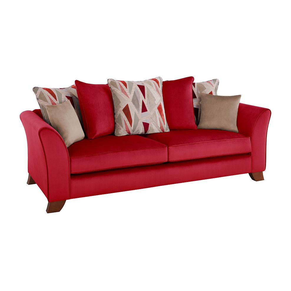 Claremont 4 Seater Pillow Back Sofa in Ruby Velvet 1