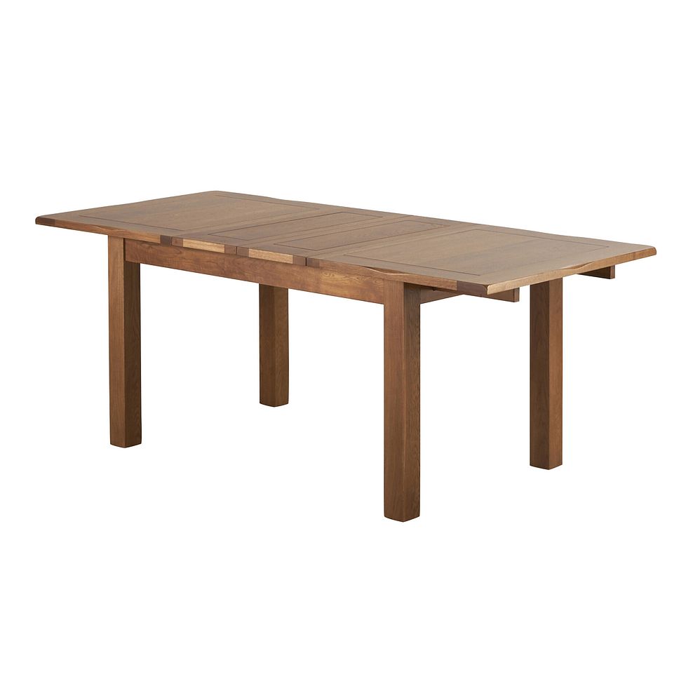 Rushmere Rustic Oak Extending Dining Table + 4 Dawson Chairs with Oak Legs in Suede Look Brown Fabric 3