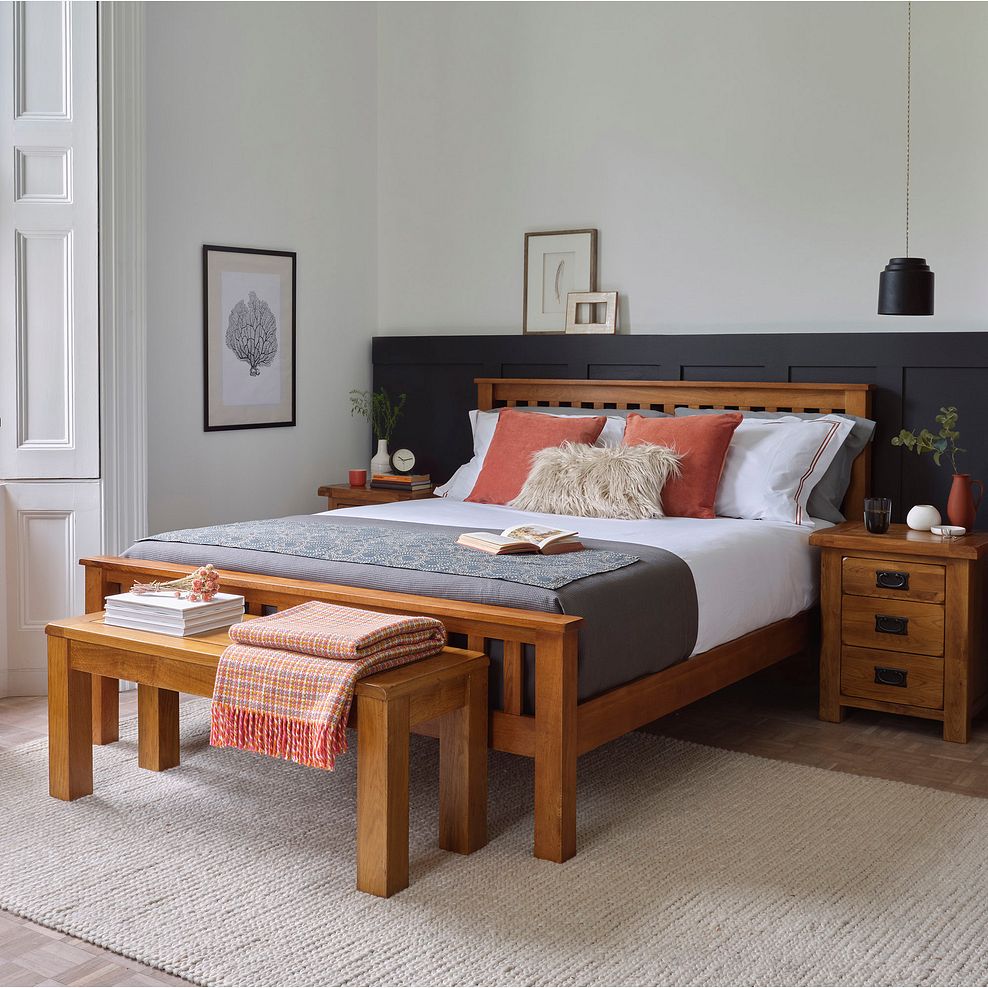 Original Rustic Solid Oak Frame 5ft King-Size Bed 1