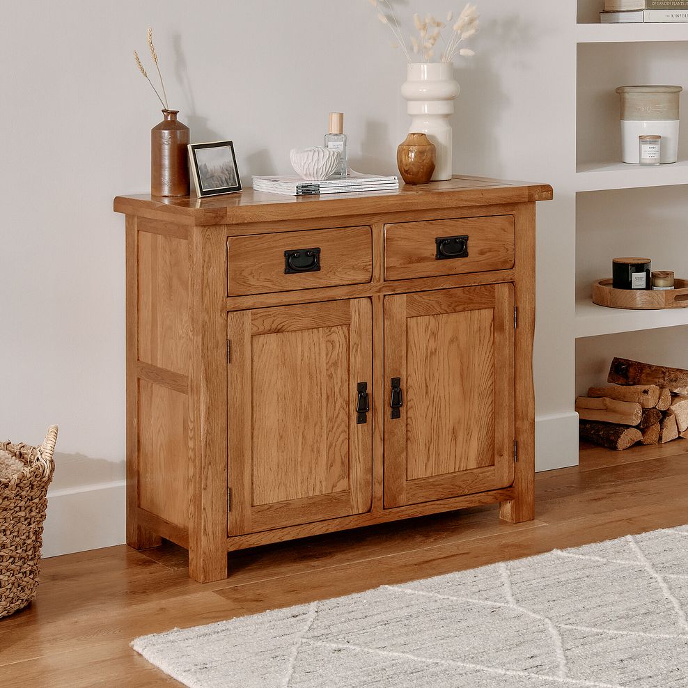 Original Rustic Solid Oak Small Sideboard 2