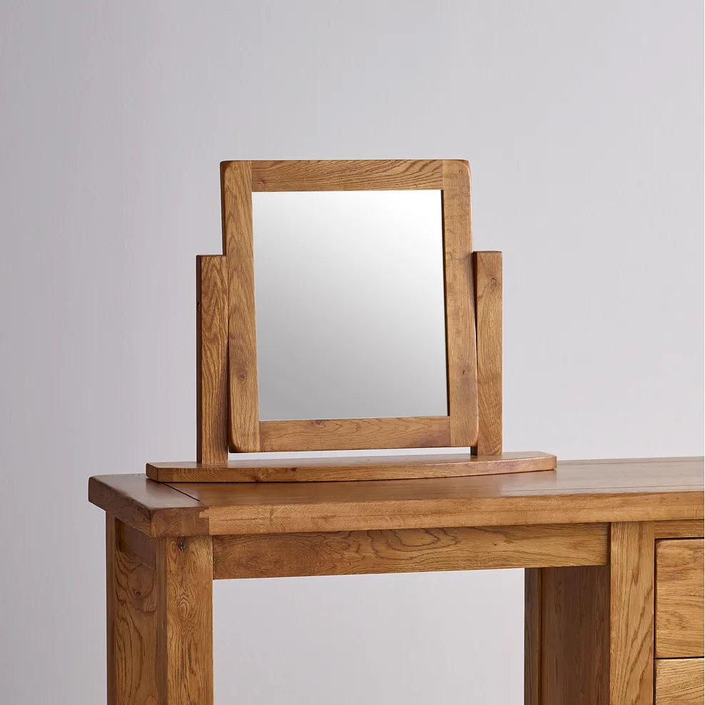 Original Rustic Solid Oak Dressing Table Mirror 2