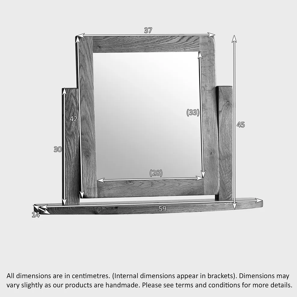 Original Rustic Solid Oak Dressing Table Mirror 4