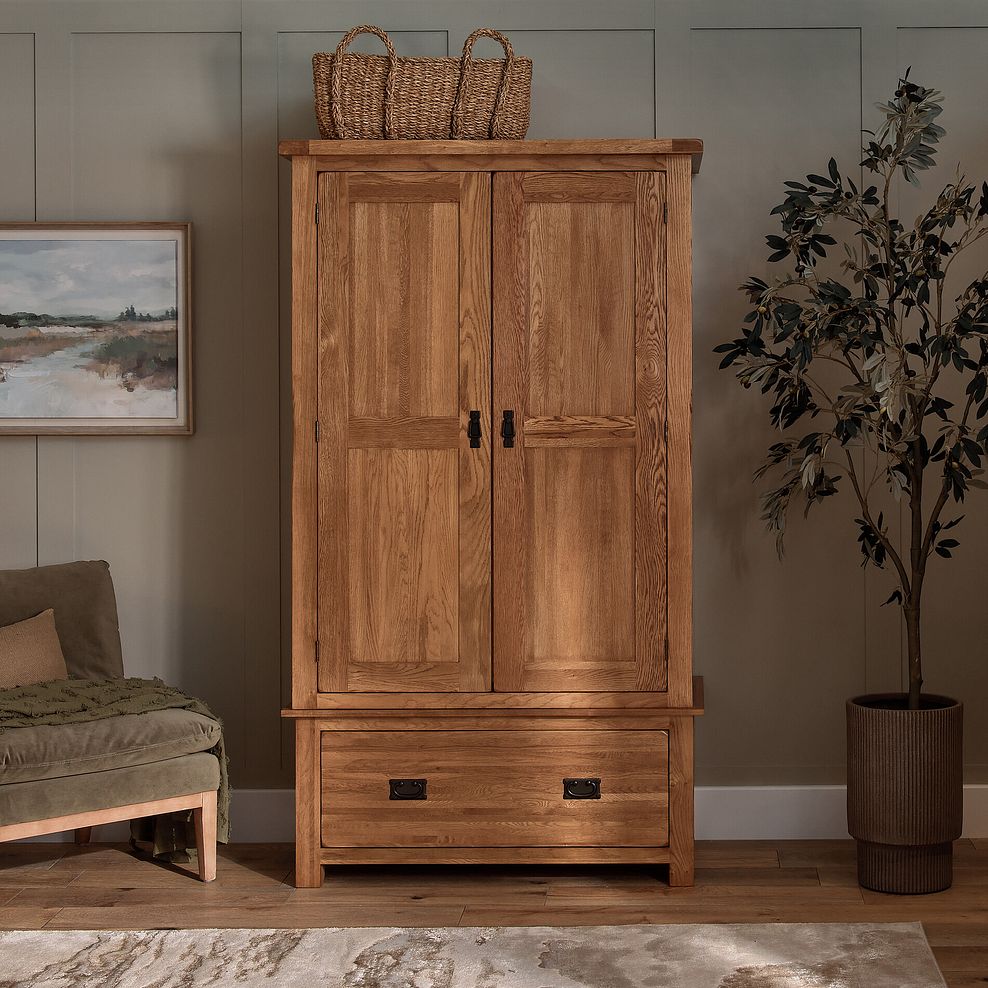 Original Rustic Solid Oak Double Wardrobe 1