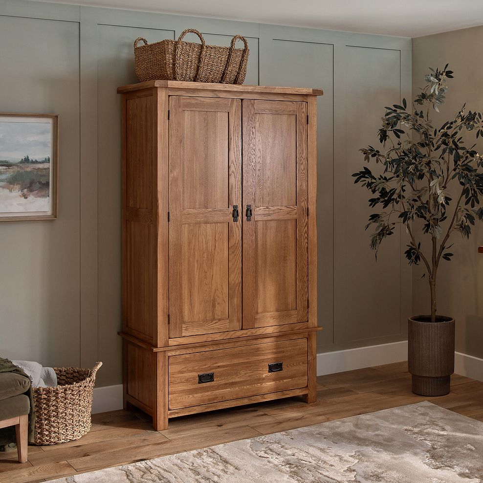 Original Rustic Solid Oak Double Wardrobe 3