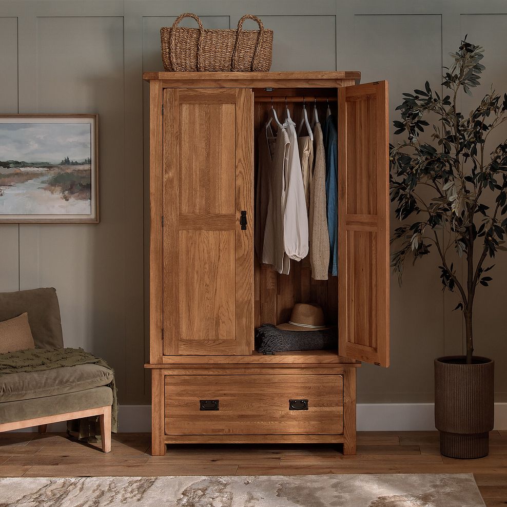 Original Rustic Solid Oak Double Wardrobe 2