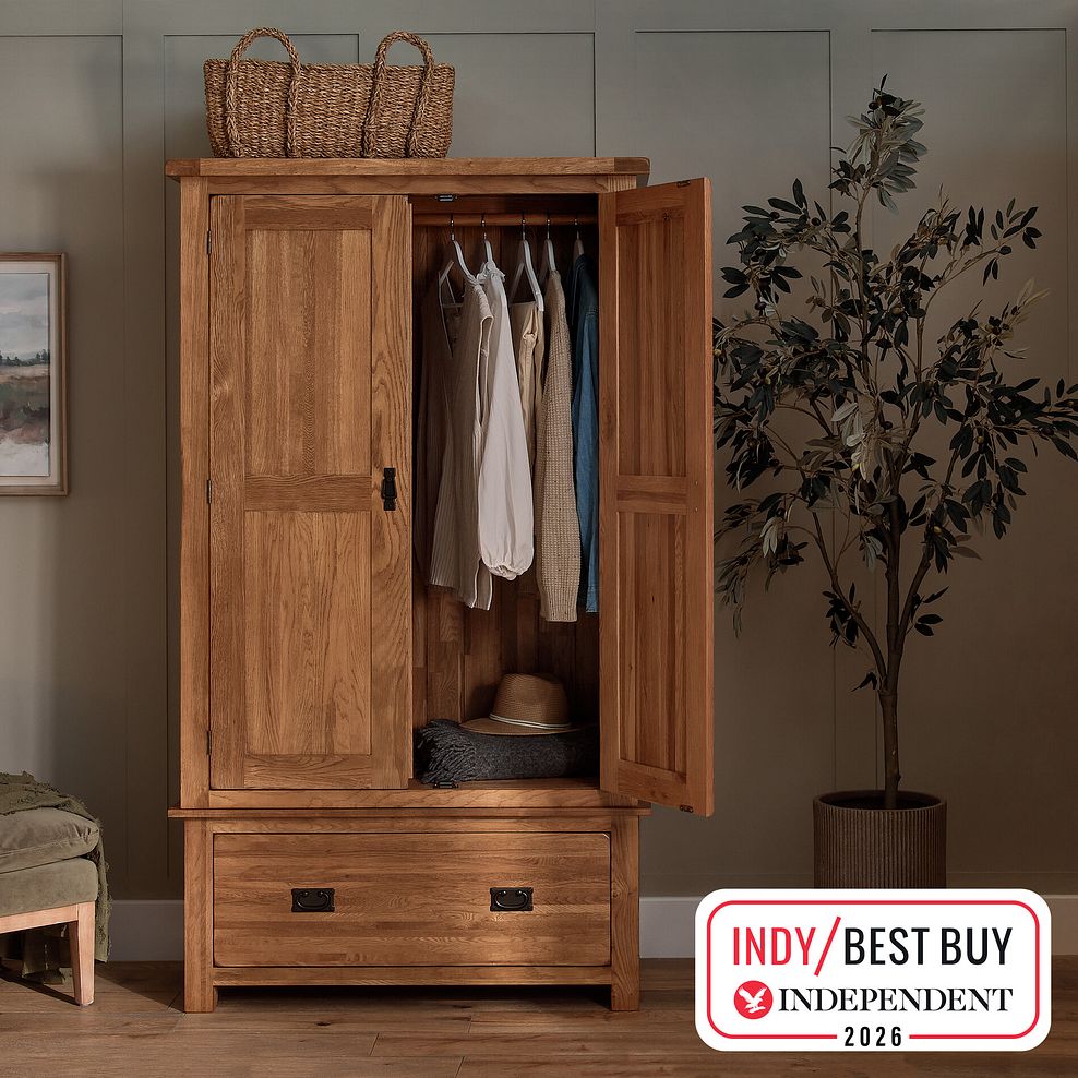 Original Rustic Solid Oak Double Wardrobe 2