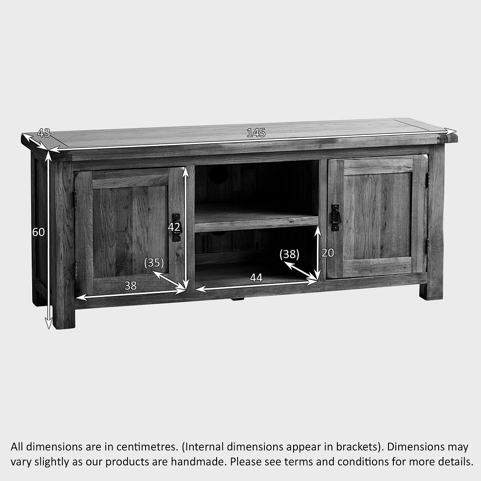 Original Rustic Solid Oak Large TV Cabinet Thumbnail 4