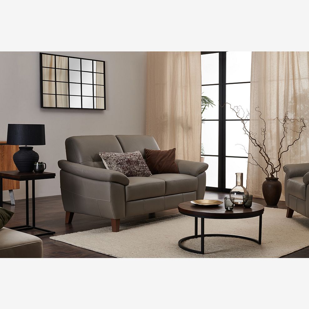 Salento 2 Seater Sofa in Dark Grey Leather Thumbnail 1
