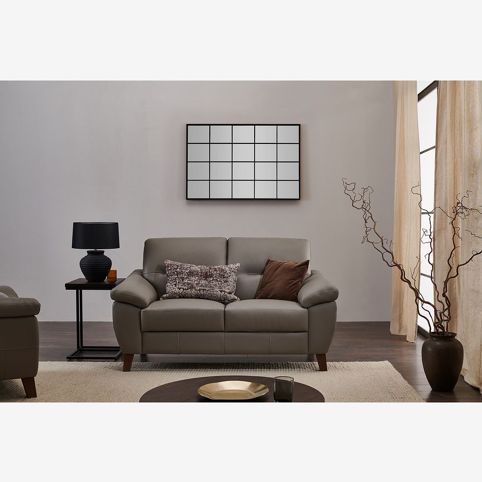 Salento 2 Seater Sofa in Dark Grey Leather Thumbnail 2