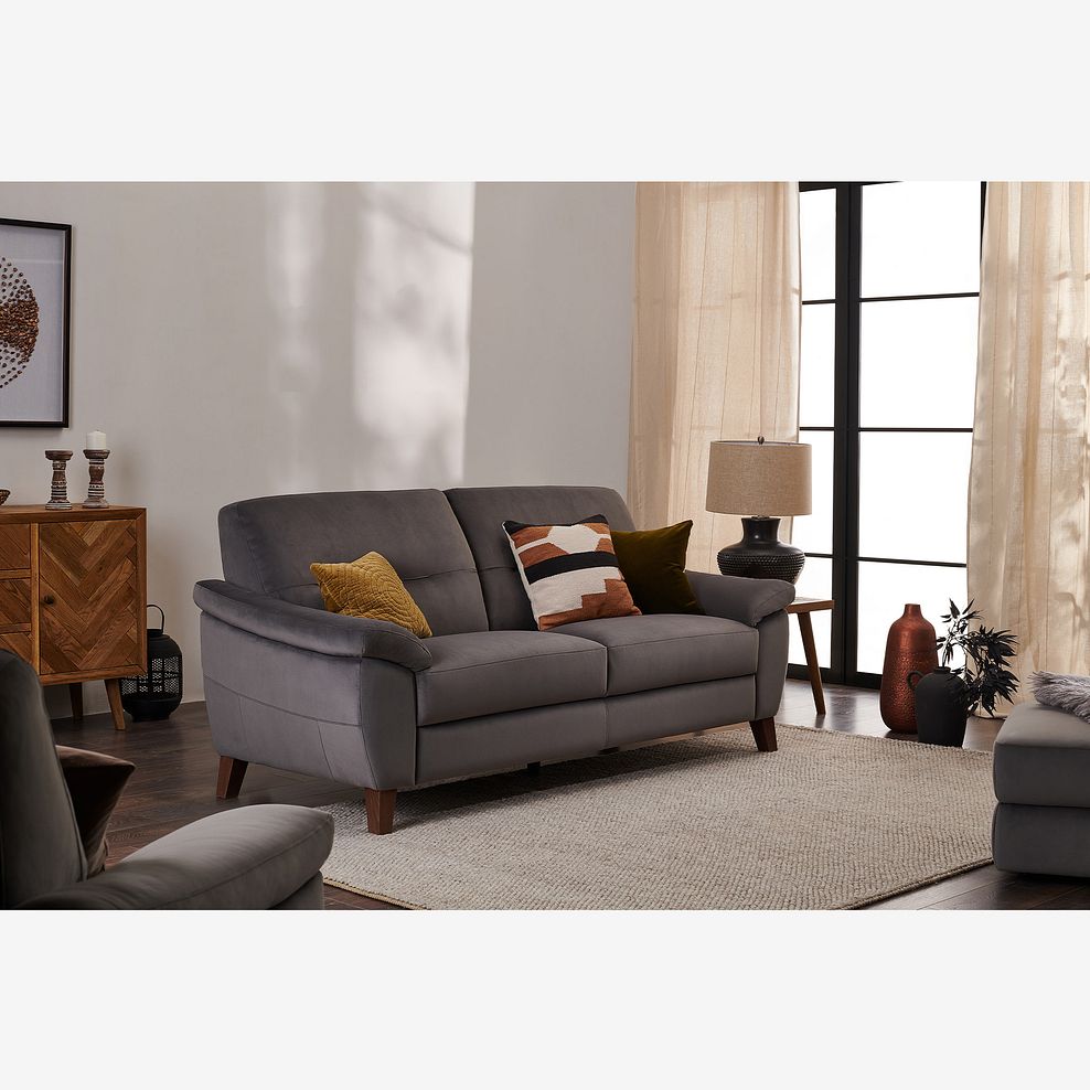 Salento 3 Seater Sofa in Grey Fabric 1