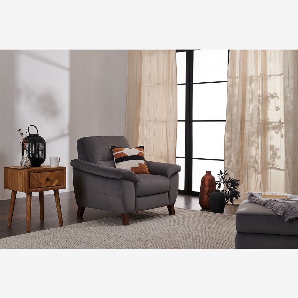 Salento Armchair in Grey Fabric 1