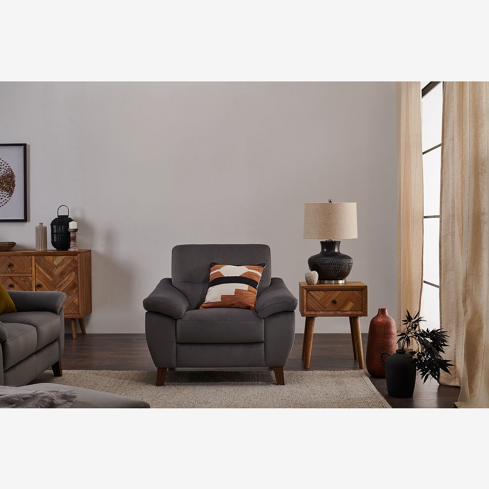 Salento Armchair in Grey Fabric Thumbnail 2