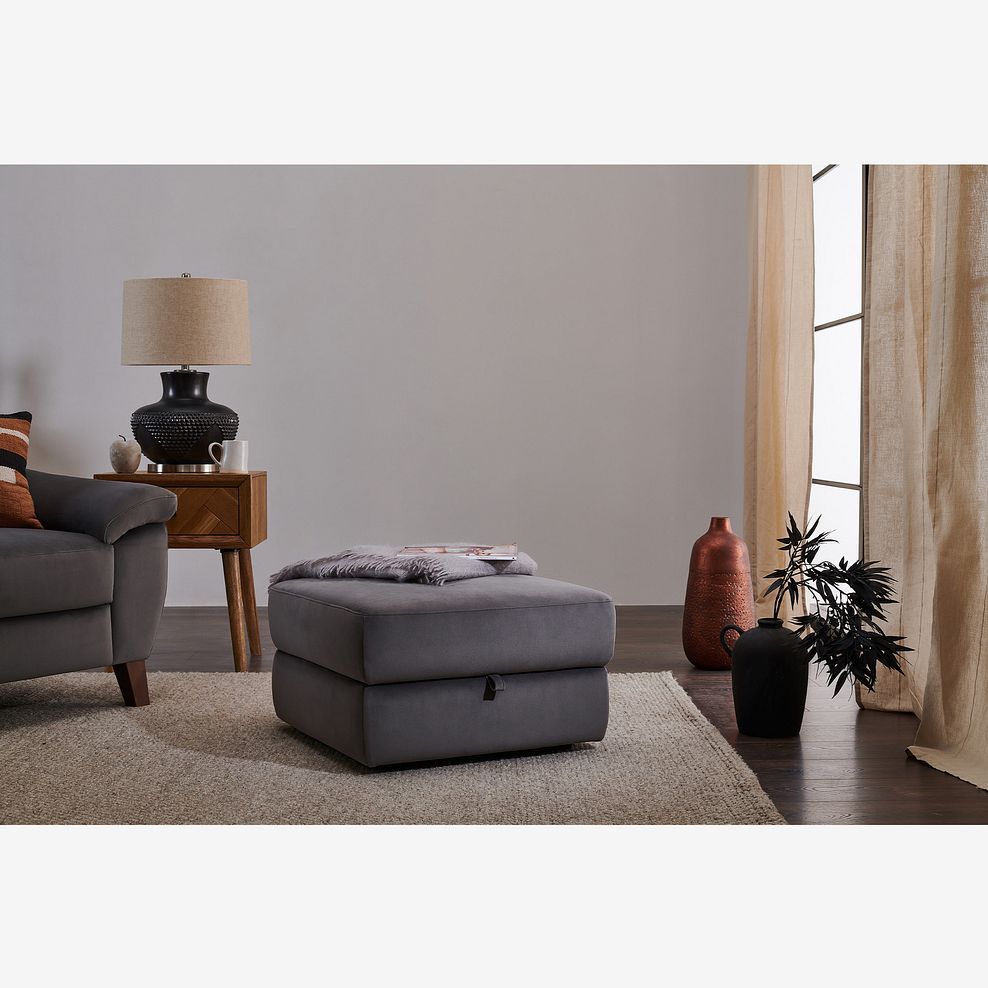 Salento Storage Footstool in Grey Fabric 1