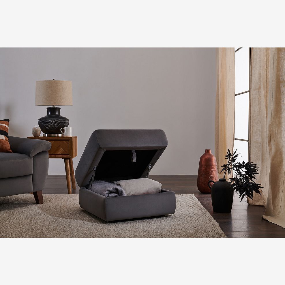 Salento Storage Footstool in Grey Fabric 2