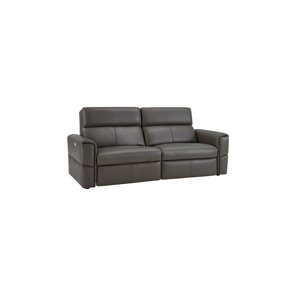 Samson 3 Seater Electric Recliner Sofa in Dark Grey Leather 1