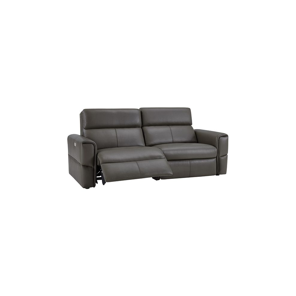 Samson 3 Seater Electric Recliner Sofa in Dark Grey Leather 3