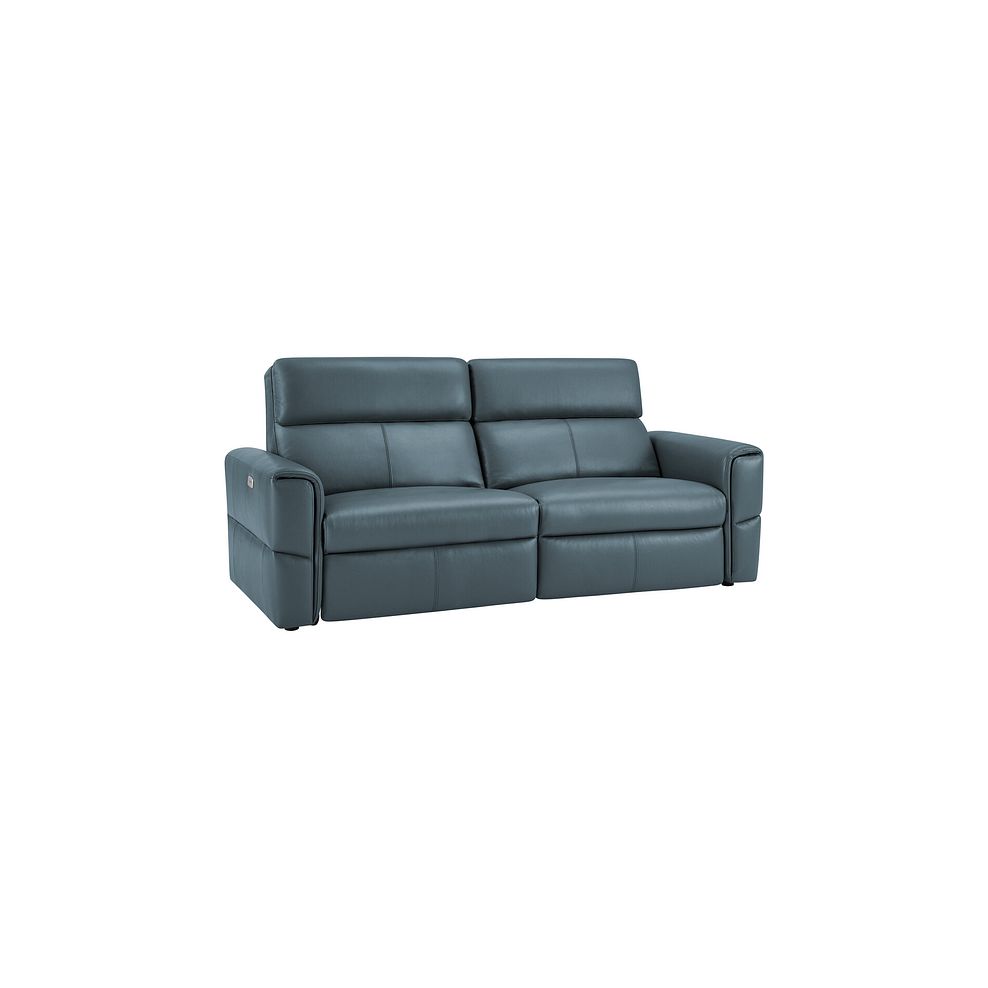 Samson 3 Seater Electric Recliner Sofa in Light Blue Leather 1