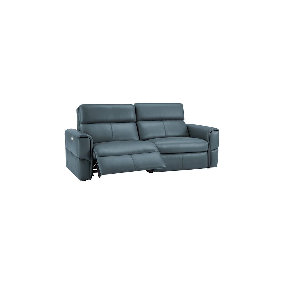Samson 3 Seater Electric Recliner Sofa in Light Blue Leather 3
