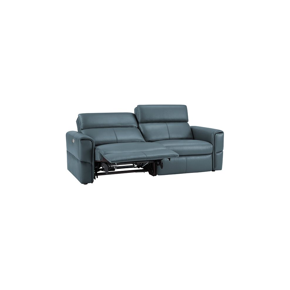 Samson 3 Seater Electric Recliner Sofa in Light Blue Leather 4