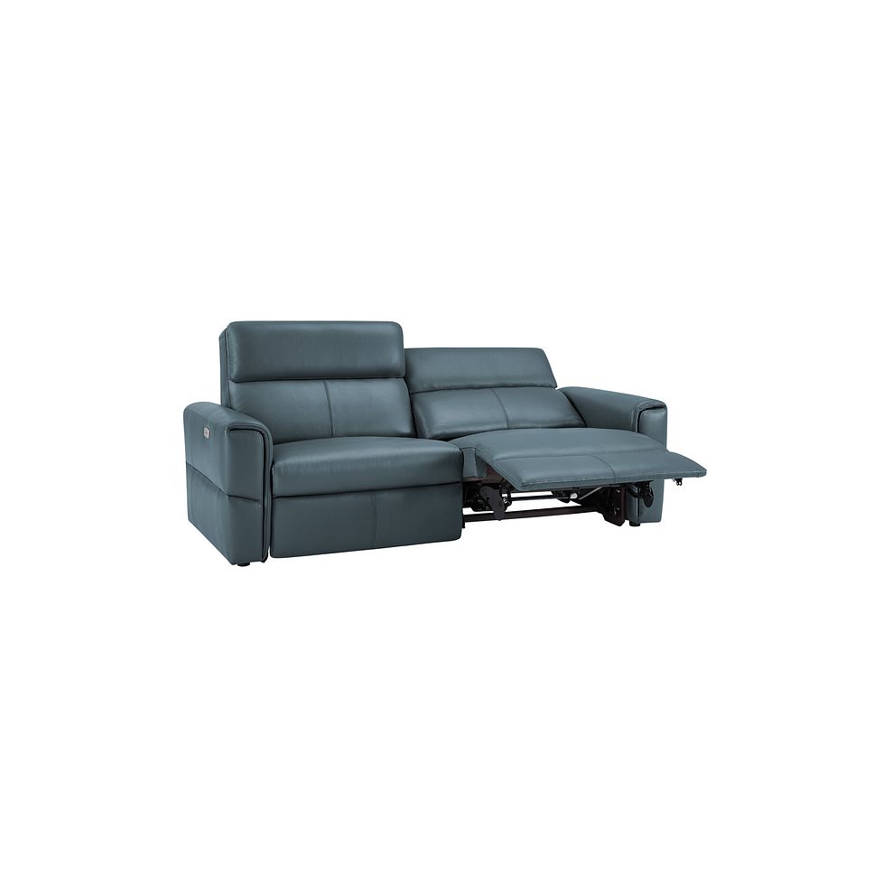 Samson 3 Seater Electric Recliner Sofa in Light Blue Leather 5