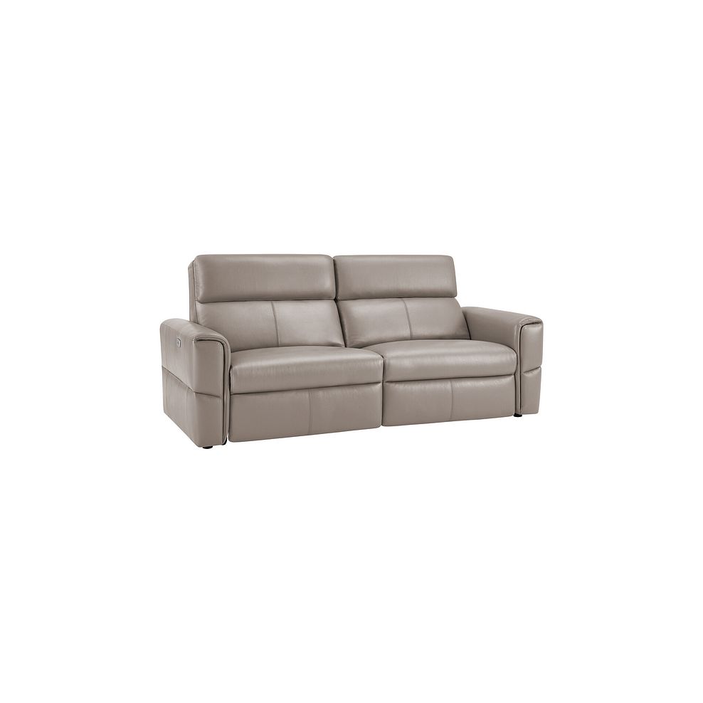 Samson 3 Seater Electric Recliner Sofa in Stone Leather 1