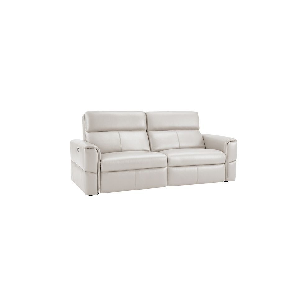 Samson 3 Seater Electric Recliner Sofa in White Leather 1