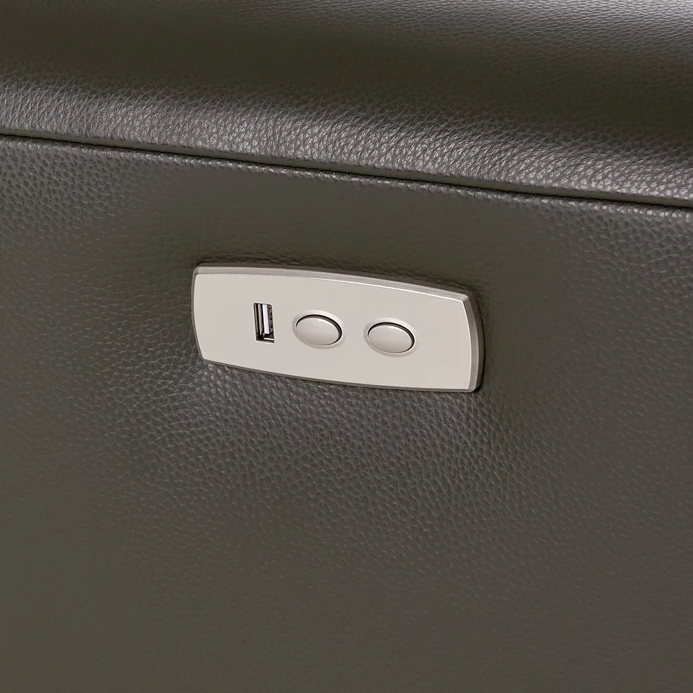 Samson Electric Recliner Armchair in Dark Grey Leather 8