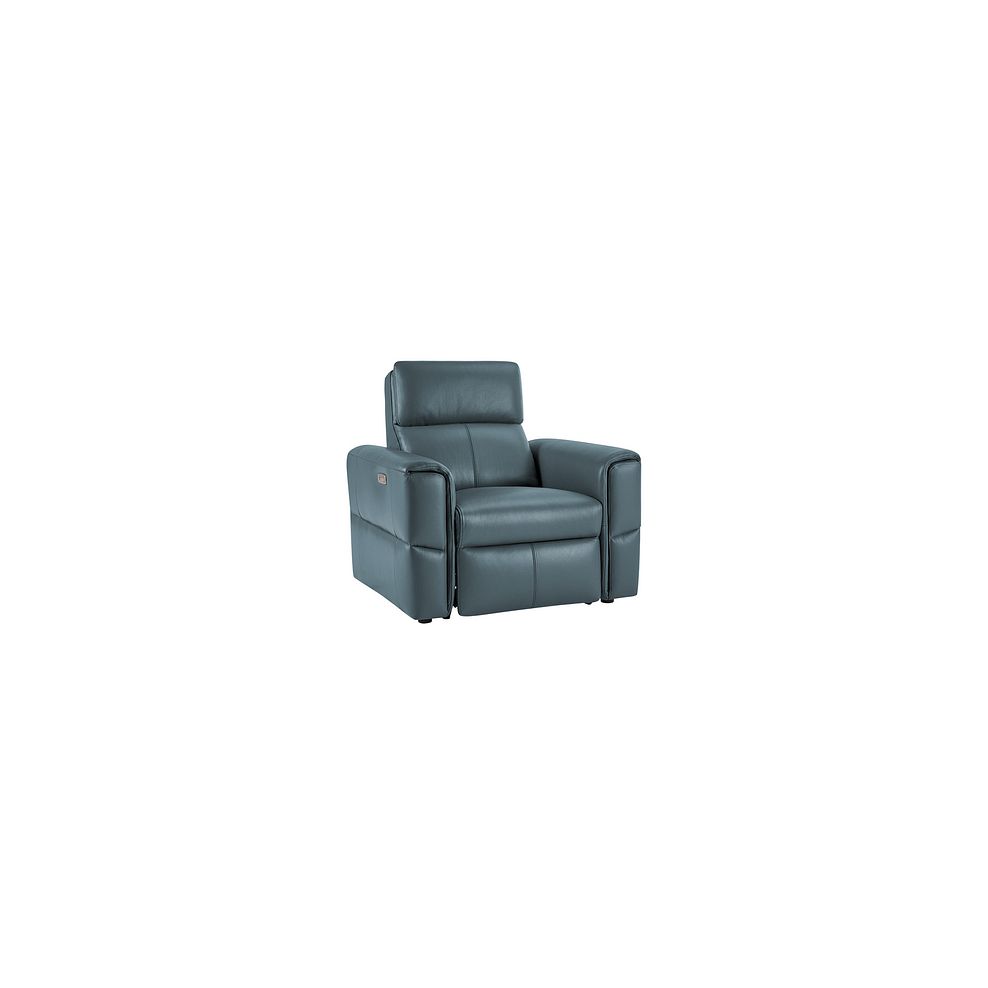 Samson Electric Recliner Armchair in Light Blue Leather 1
