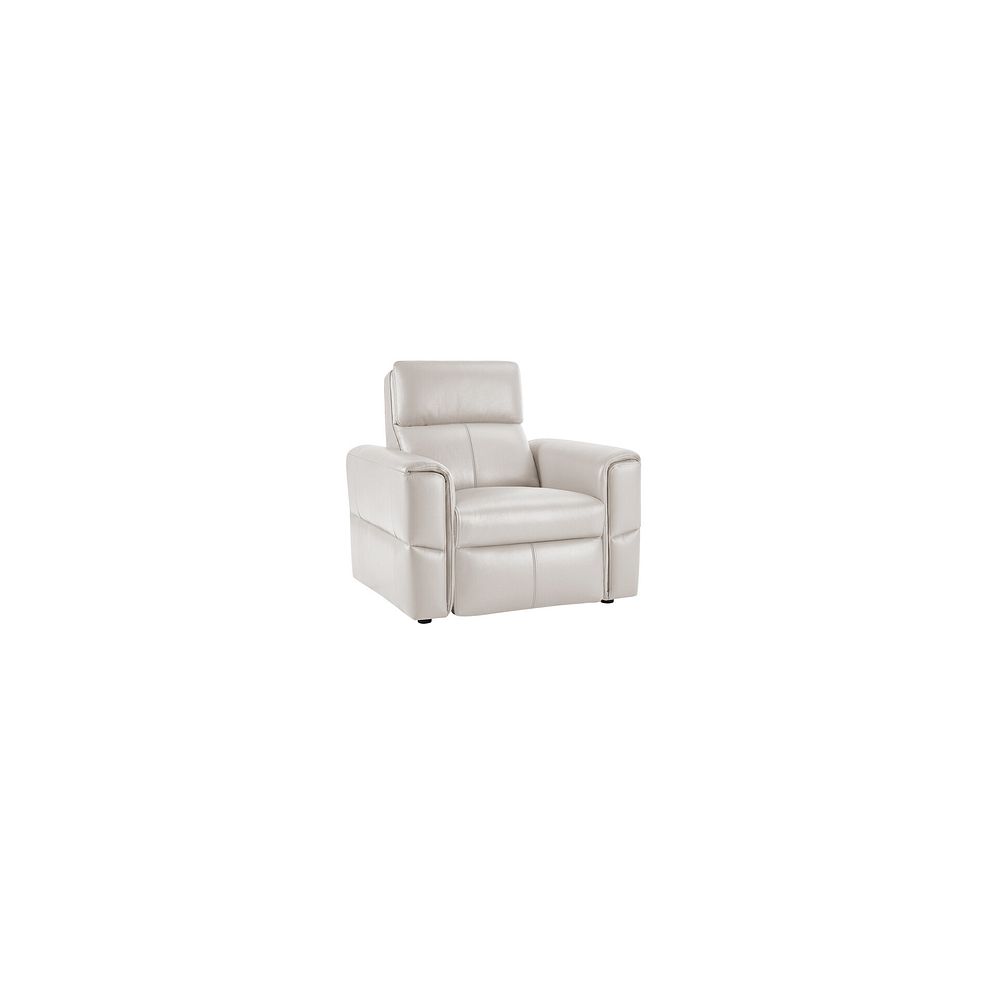 Samson Static Armchair in White Leather 1
